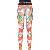 Plein sport Leggings grasgroen / lichtoranje / zwart / wit