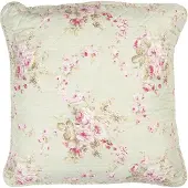 Clayre & Eef Kussenhoes 50x50 cm Groen Roze Polyester Katoen Vierkant Bloemen Sierkussenhoes