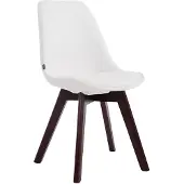 CLP Stoel Manado, bekleding van kunstleer, met zitkussen en houten poten. Frame: wit. Framekleur: walnoot
