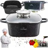 Zilner Marmite met AROMA-KNOB, 2.8L, 20cm, Vierkant, Non-stick