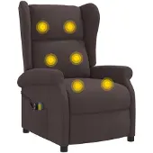 vidaXL - Wingback - elektrische - massage - relaxstoel - Donkerbruin - Stof