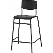 IKEA STIG barkruk met rugleuning, zwart, 63 cm zithoogte
