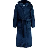 Gaubert Unisex Lange Fleece Badjas Met Capuchon – Donkerblauw
