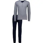 Schiesser Pyjama lang ' Selected Premium ' donkerblauw / grijs gemêleerd