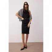 Trendyol TRENDYOLMİLLA Dames Zwart Effen Midi Kokerrok- rok Kokerrok- rok Rokken