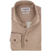 Ledub Overhemd Modern Fit camel visgraatstructuur