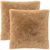 vidaXL Kussen 2 st HEERLEN Taupe 80 x 80 cm PV Fleece