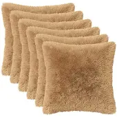 vidaXL Kussensloop 6 st HEERLEN Taupe 50 x 50 cm PV Fleece
