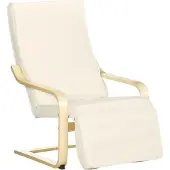 HOMCOM -Relaxsessel-Polyester, Birkenholz-66,5L x 94B x 100H cm-Cremeweiß