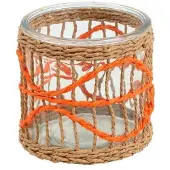 Countryfield waxinelichthouder kleurrijk kunststof rond 12x12cm decoratie.