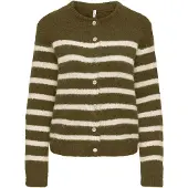 ONLY Gebreid vest 'ONLMAGGIE' olijfgroen / wit