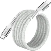 Nevox USB-C naar USB-C kabel, 240W, 2 meter, magnetisch, opgerolbaar, wit