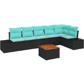 vidaXL Tuinset, 7-delig, zwart en turquoise