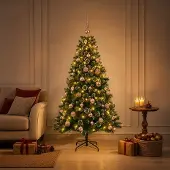 vidaXL Kunstkerstboom met Ballen 150 cm 150 LED's Warmwit