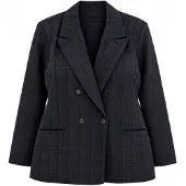 Trendyol Dames Grijs Geruit Lang, Getailleerd Grote maten Blazers
