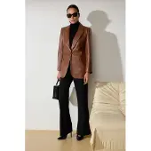 Trendyol TRENDYOLMİLLA Dames Bruin Effen Lang Regular fit Blazers