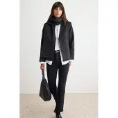 Trendyol TRENDYOLMİLLA Dames Grijs Gestreept Lang Regular fit Blazers