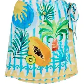 Never Fully Dressed Dames Rio Tropische Wikkel Mini Rok (Blauw)