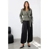 Trendyol TRENDYOLMİLLA Dames Kaki Effen Lang Regular fit Blazers