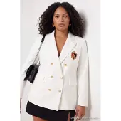 Trendyol Dames Ecru Effen Lang Getailleerd Grote maten Blazers