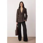 Trendyol TRENDYOLMİLLA Dames Bruin Effen Lang Getailleerd Blazers