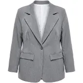 Trendyol Dames Grijs Effen Lang, Getailleerd Grote maten Blazers