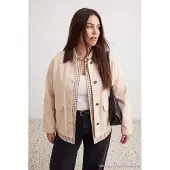Trendyol Dames Ecru Effen Lang Regular fit Grote maten Blazers
