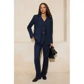 Trendyol TRENDYOLMİLLA Dames Donkerblauw Gestreept Lang Regular fit Blazers