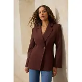 Trendyol TRENDYOLMİLLA Dames Bruin Effen Lang Getailleerd Blazers