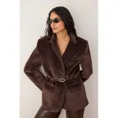 Trendyol TRENDYOLMİLLA Dames Bruin Effen Lang Regular fit Blazers