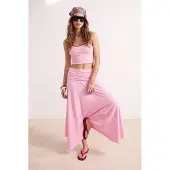 Trendyol TRENDYOLMİLLA Dames Roze Effen Maxi Rokken