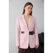 Trendyol TRENDYOLMİLLA Dames Roze Effen Lang Getailleerd Blazers