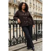 Trendyol Dames Bruin Effen Lang Oversized Grote maten Blazers