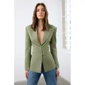 Trendyol TRENDYOLMİLLA Dames Kaki Effen Lang Getailleerd Blazers