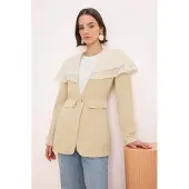 Trendyol Modest Dames Beige Effen Lang Getailleerd Modest Blazers