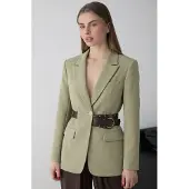 Trendyol TRENDYOLMİLLA Dames Kaki Effen Lang Getailleerd Blazers