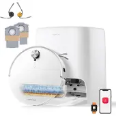 Roborock Qrevo Edge 2 Flow-Robotstofzuiger met dweilfunctie-SpiraFlow Realtime Zelfreinigende Rolmop 2.0-35000Pa-Dual Zero-Tangle-Systeem-AI Obstakelvermijding-Warmtewas dweil-tapijtbescherming