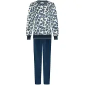 Pastunette - Nordic Bloom - Pyjama - Velours Fleece - Wit/Blauw - Gebloemd - Maat 44