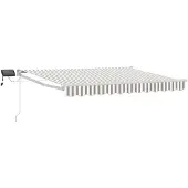 vidaXL Handbediende luifel met LED's Lichtgrijs en wit