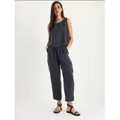 Bianco Mouwloze Crew Neck Blouse en Carrof Fit Broeken Set