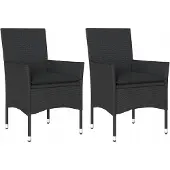 VMP 2x Tuinstoel met Kussen - Stabiel Rotan voor Terras & Balkon