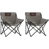 VMP Set van 2 Grijze Opvouwbare Campingstoelen met Zijvak