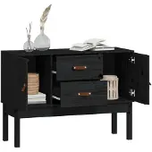 vidaXL Dressoir 110x40x78 cm massief grenenhout zwart