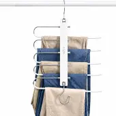 Bodo Broekhanger Hout Wit - Kledinghanger - 5 Broeken - 2 Stuk -