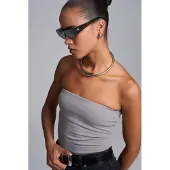 Dilvin Strapless Bodycon Bandeau Blouse
