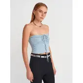 Dilvin Vrouwen Strapless Crop Blouse met Strikdetail
