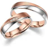 MARRYA Ring 'ES-35 Ehering aus Edelstahl - Silberfarben & Rosé' rose-goud