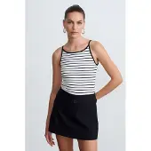 Dilvin Gestreepte Mouwloze Camisole Blouse
