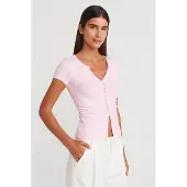 Dilvin Slim Fit V-hals Knopenblouse