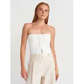 Dilvin Draagbare Strapless Crop Blouse voor Dames met Strikdetail